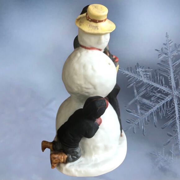 1980 Norman Rockwell Grandpa Snowman Danbury Mint Ceramic Holiday Home Decor - Picture 3 of 10